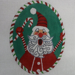 Santa w/ Candy Cane Oval