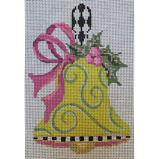 Lime Swirls, Fuchsia Bow Handbell