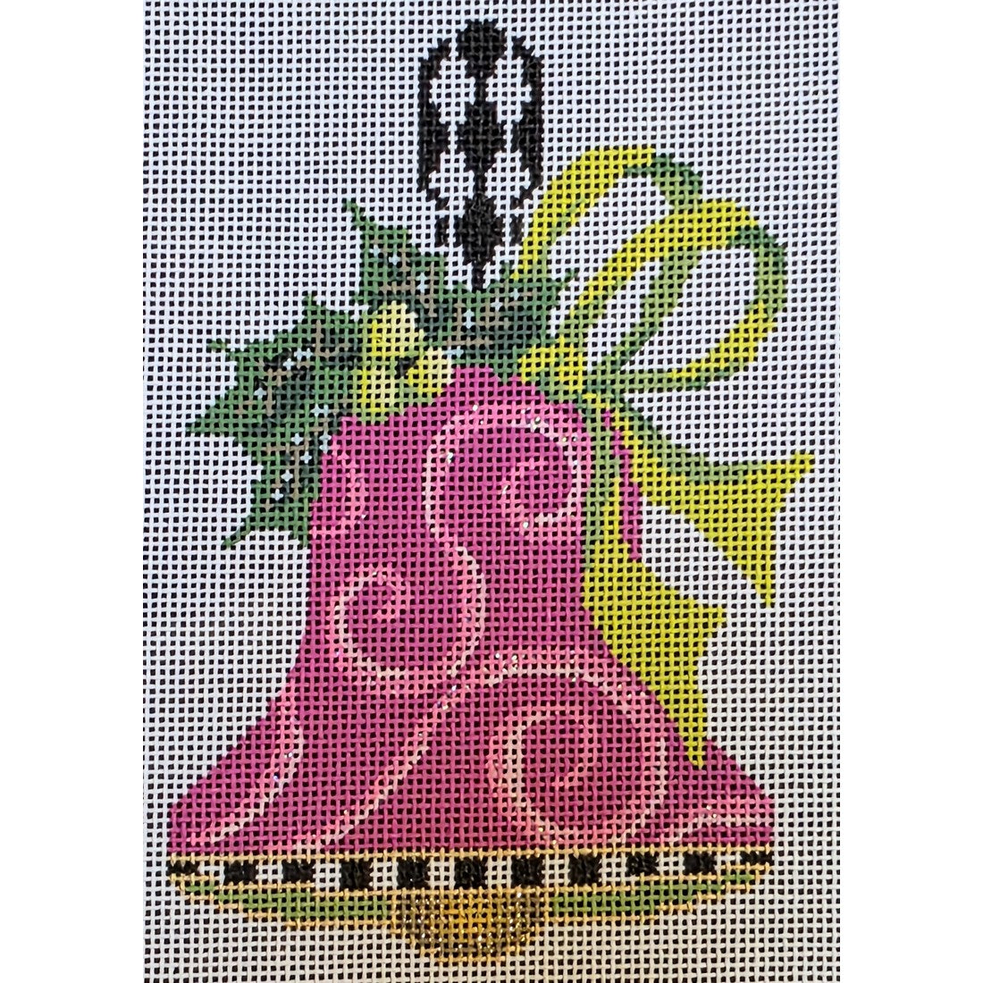 Pink Swirls, Lime Bow Handbell