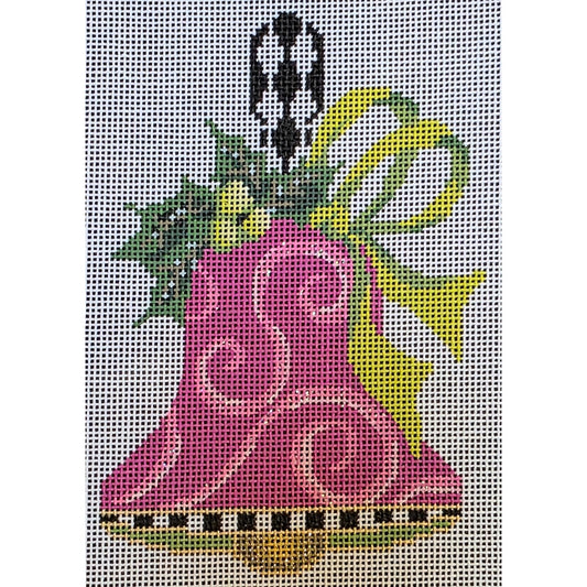 Pink Swirls, Lime Bow Handbell