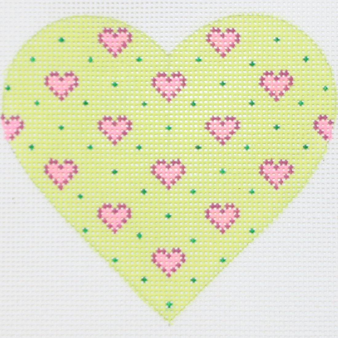 Pink Hearts on Lime Heart