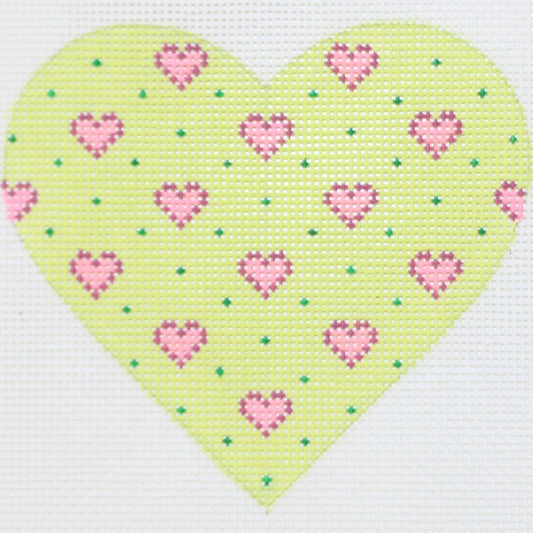 Pink Hearts on Lime Heart