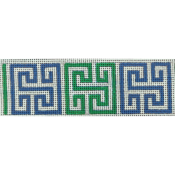 Greek Key Square Belt, Blue & Green