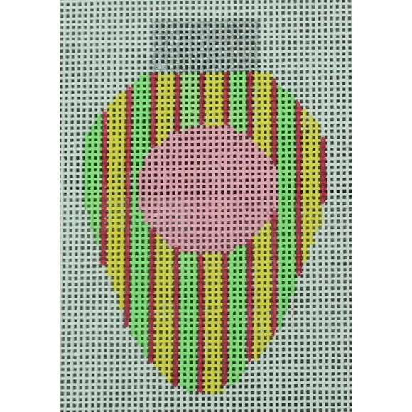 Green, Pink, Yellow Striped Lightbulb