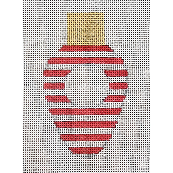 Christmas Lightbulb, Red, White Stripes