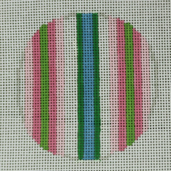 Pink, Green, Turquoise Striped Ornament