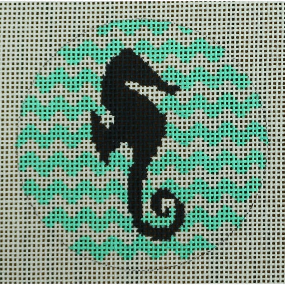 Seahorse on Chevron, Navy & Seafoam