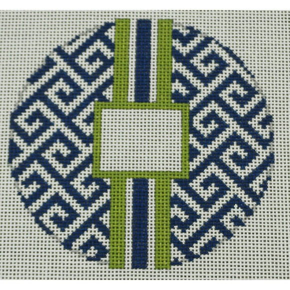 Navy w/ Lime Green Stripe Monogram Box