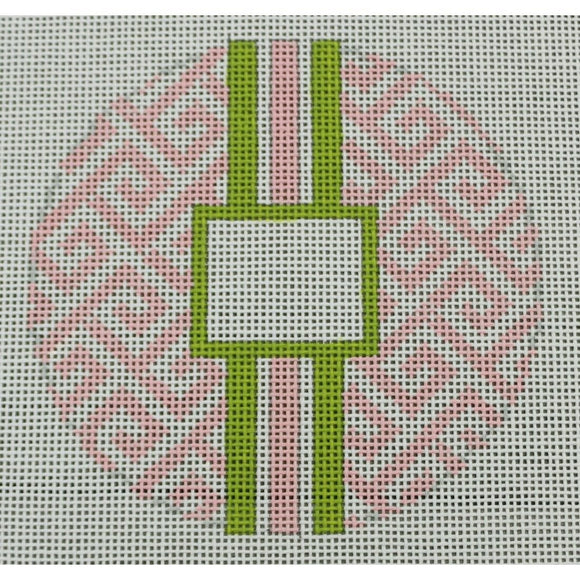 Pale Pink w/ Lime Green Stripe Monogram Box