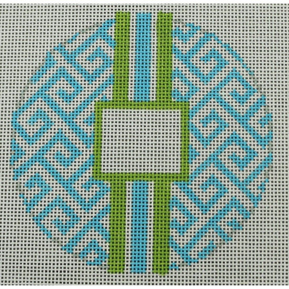 Turquoise w/ Lime Green Stripe Monogram Box