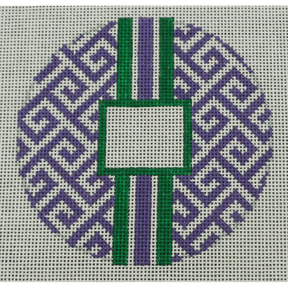 Purple w/ Dark Green Stripe Monogram Box