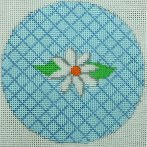 White Flower on Turquoise Lattice