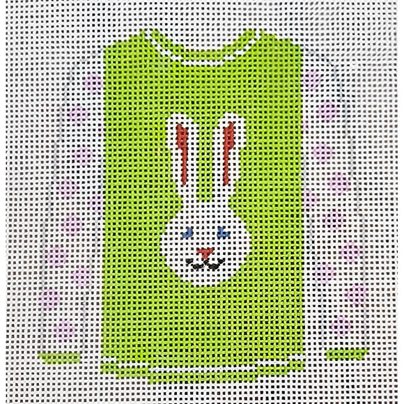 Long Eared White Bunny on Lime