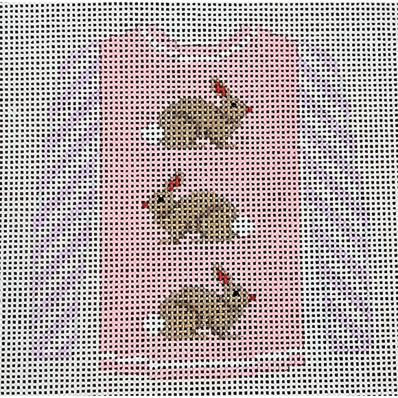 3 Brown Bunnies on Pink Sweater