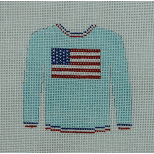 Flag on Light Blue Sweater