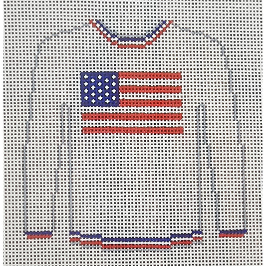 Flag on White Sweater