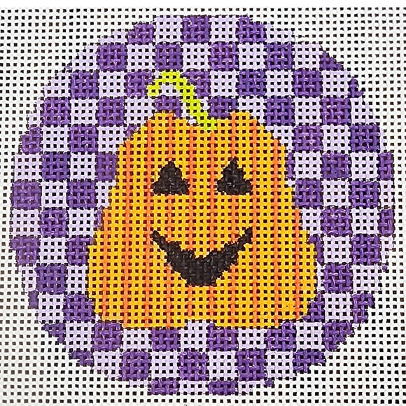 Striped Pumpkin on Purple Checks, 13 mesh