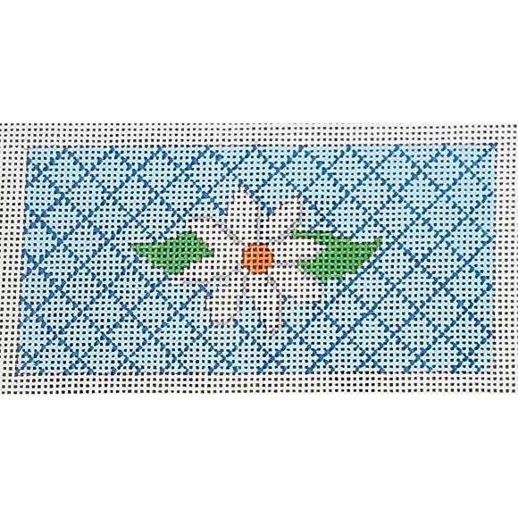 White Flower, Blue Diamond Pattern