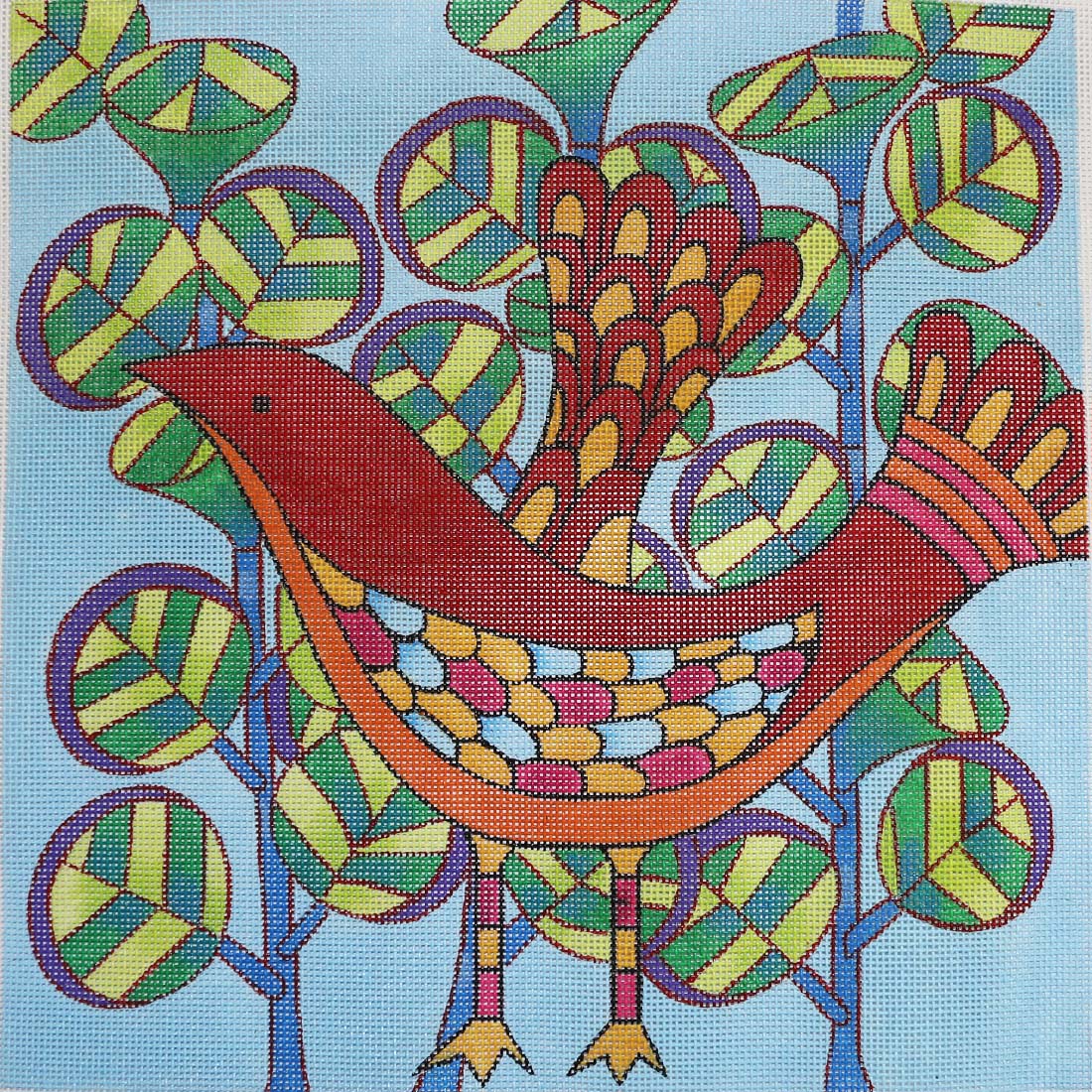 Red Bird with stitch guide
