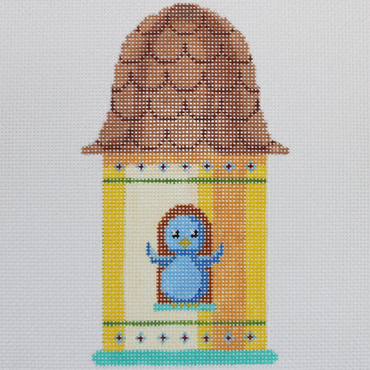 Yellow Birdhouse w/ Blue Bird