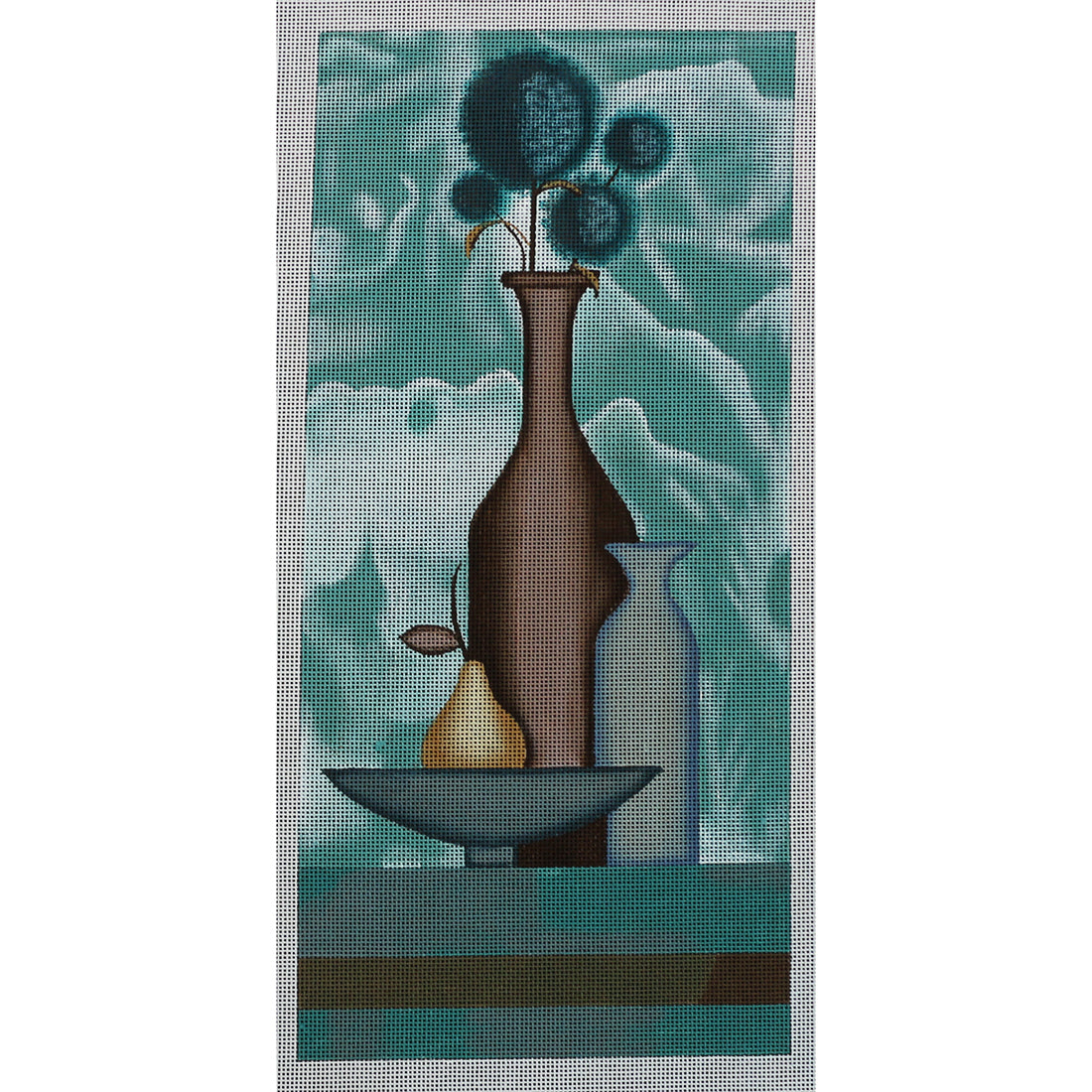 Blue Floral with Yellow Pear