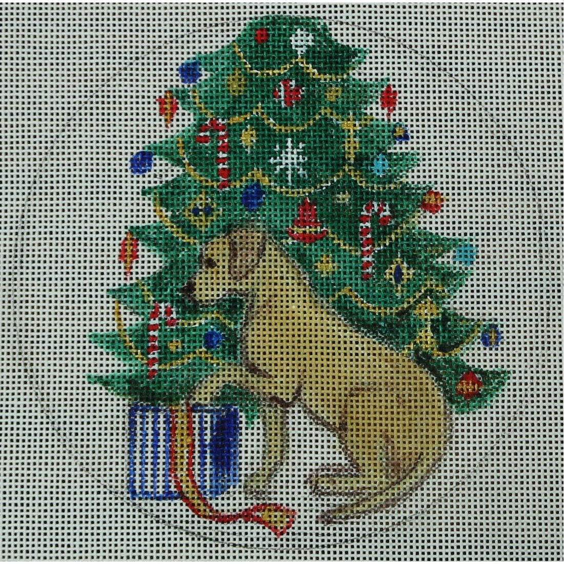 Lab with Present & Tree