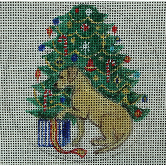 Lab with Present & Tree