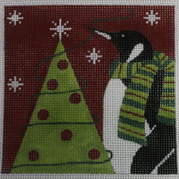 Penguin Decorating Tree