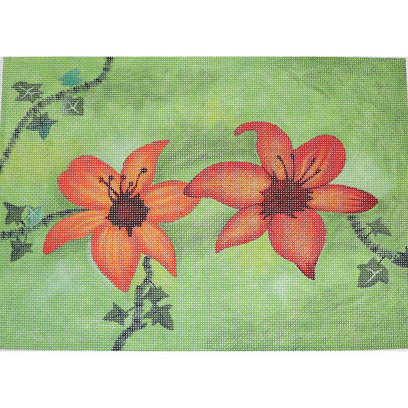 Orange Lillies on Green