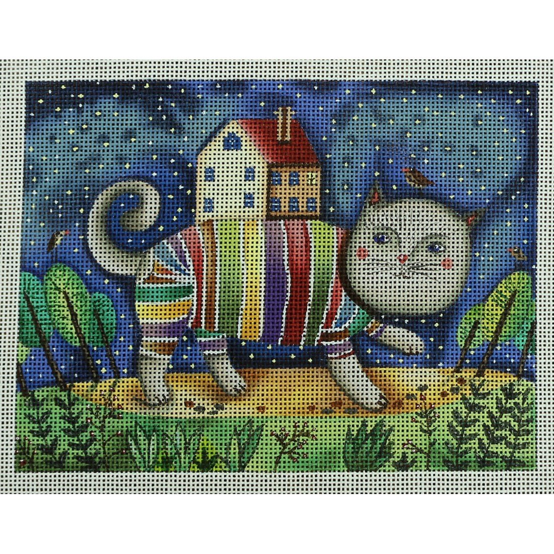 Striped Kitty with House