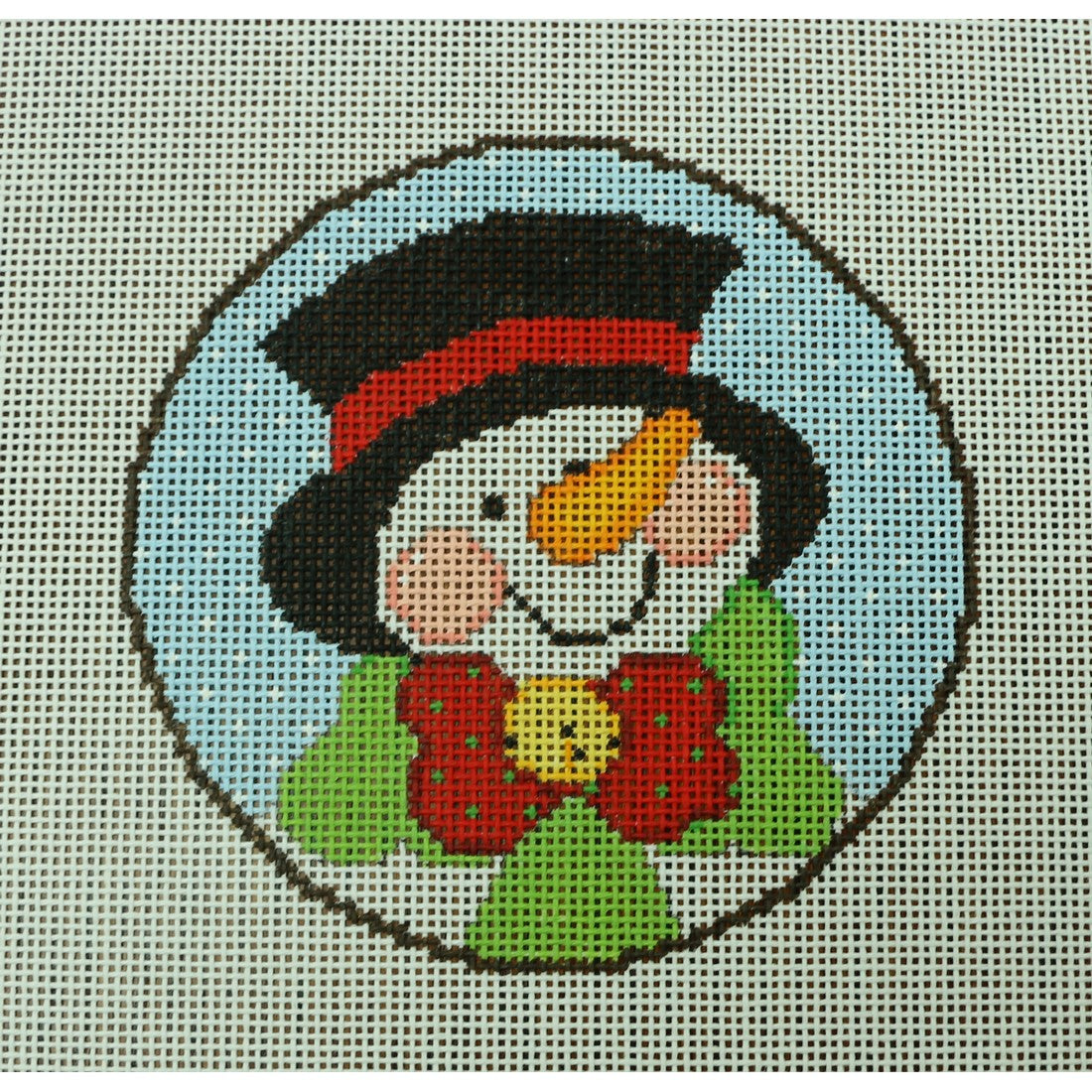 Snowman w/ Top Hat Round