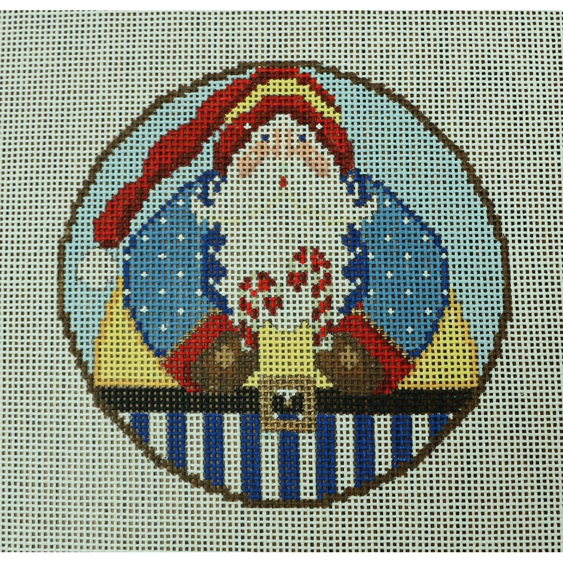 Santa w/ Candy Canes Round