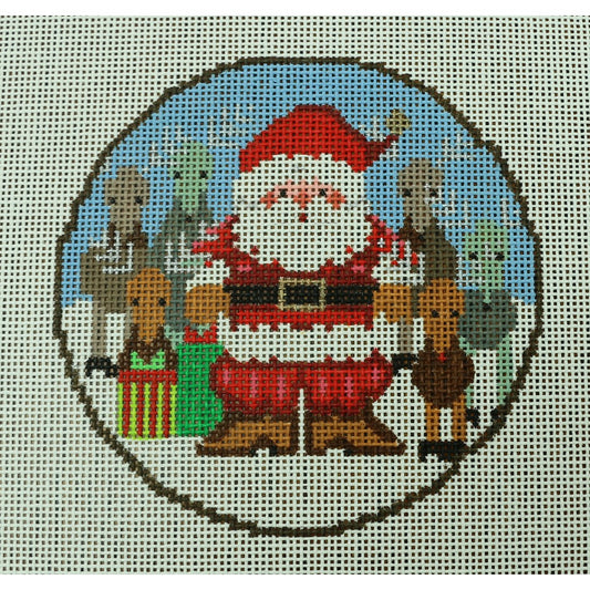 Santa w/ Reindeer Round