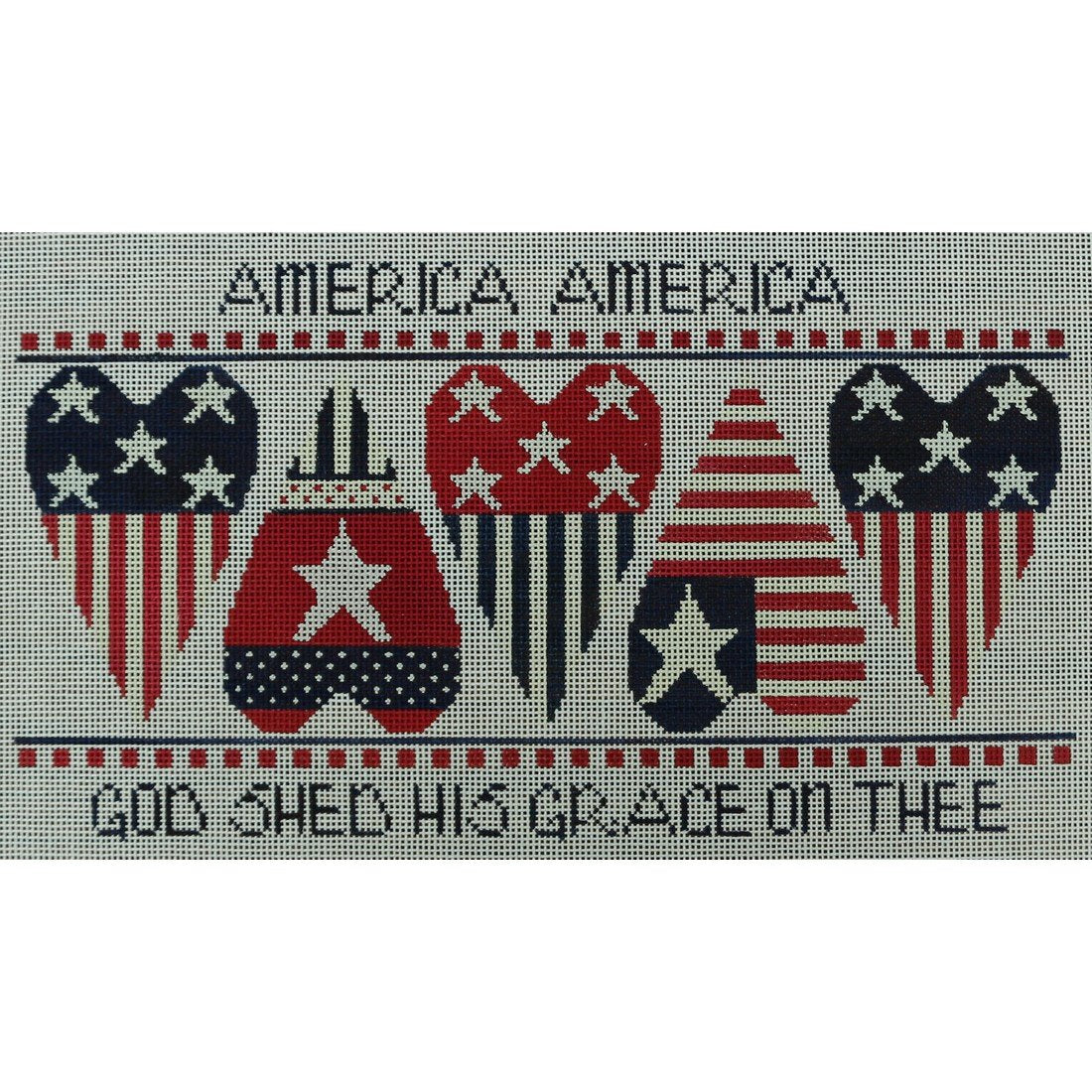 Patriotic Hearts Row of 5