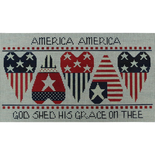 Patriotic Hearts Row of 5