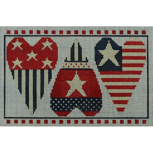 Patriotic Hearts Row of 3