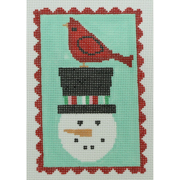Snowman/Cardinal on Teal