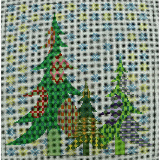 3 Trees w/ Snowflakes