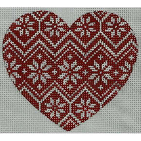 Nordic Snowflake Zigzag Pattern Heart