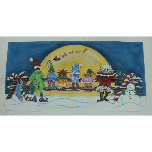 Mrs. Claus & Elves on Fence