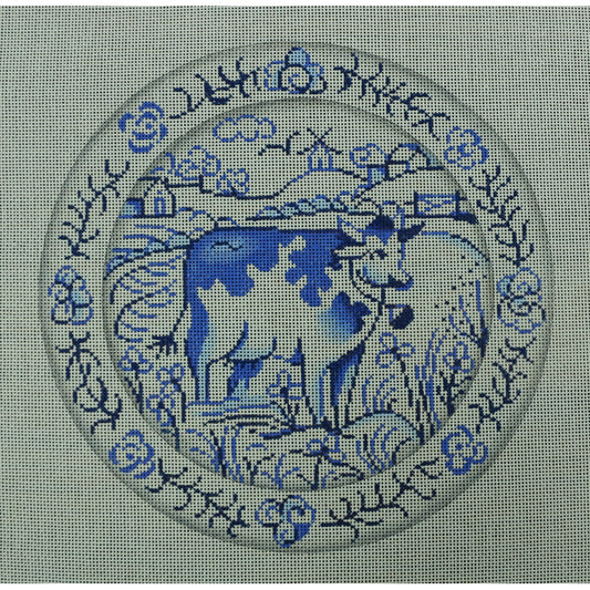 Blue & White Cow