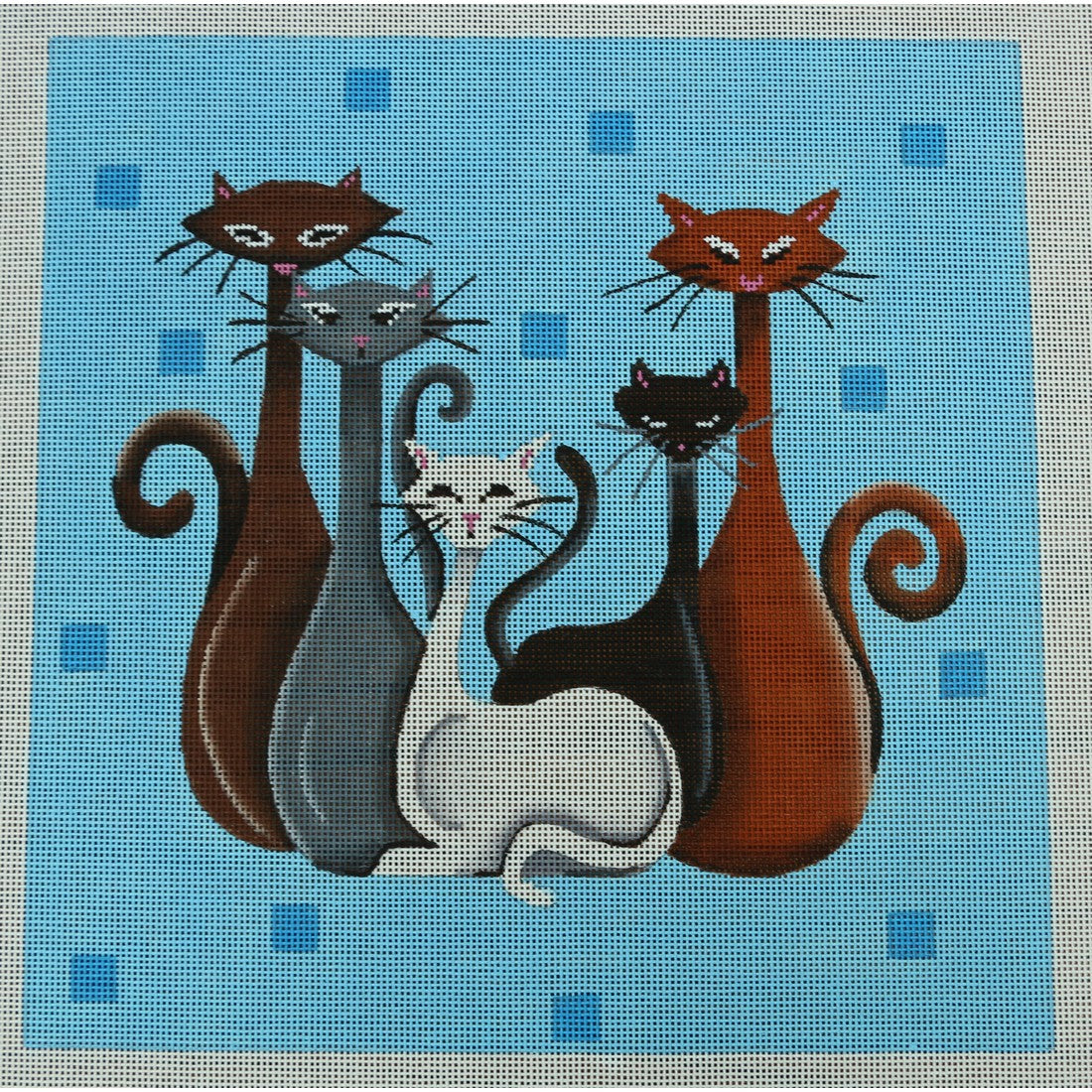 Cats, Retro on Aqua