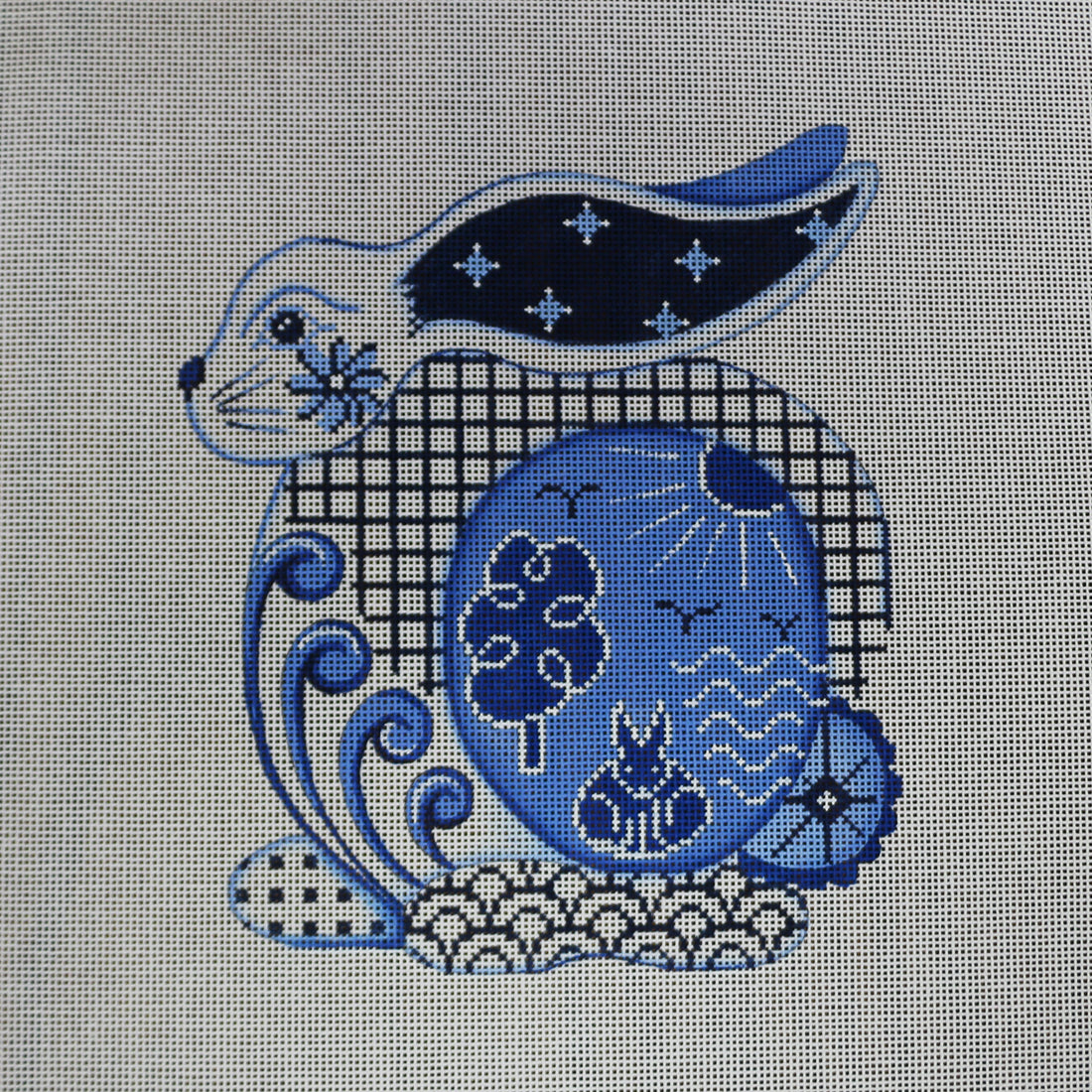 Blue & White Bunny