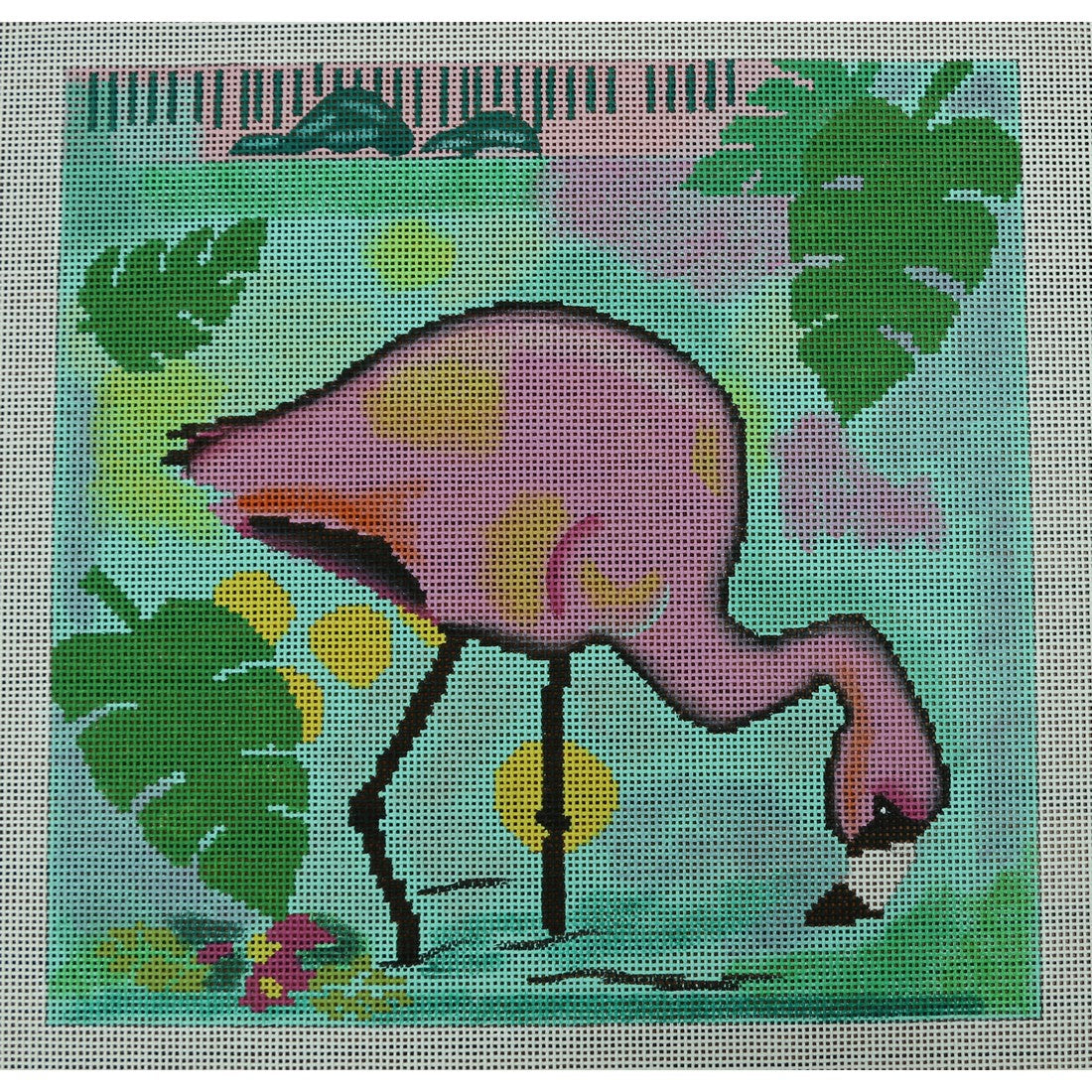 Single Flamingo Wading
