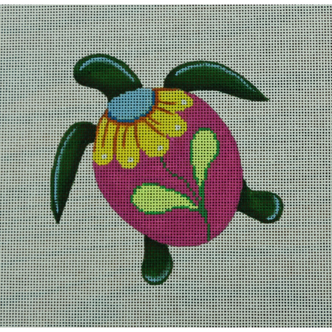 Turtle, Yellow Flower on Pink