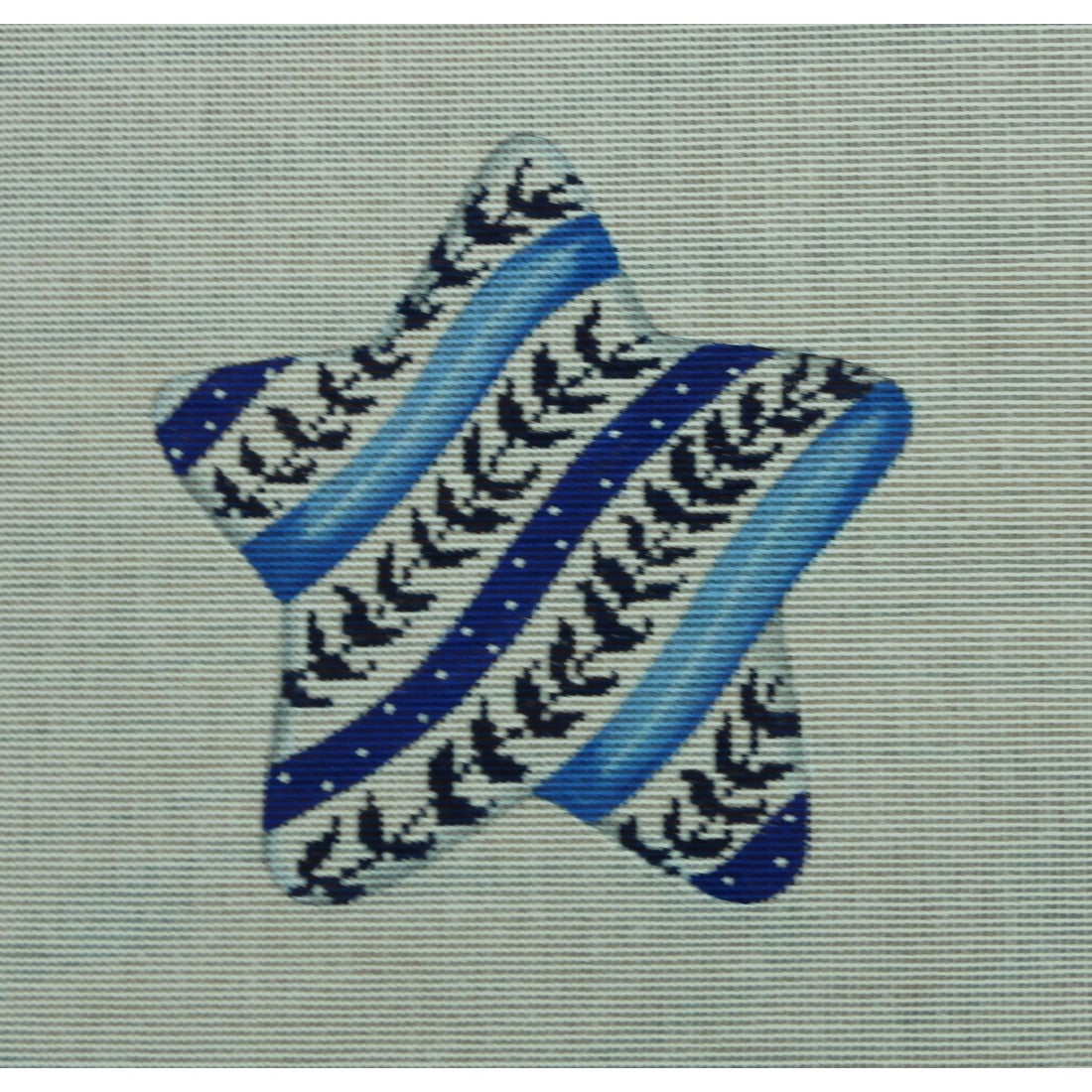 Blue/White Star, Diagonal Ribbons