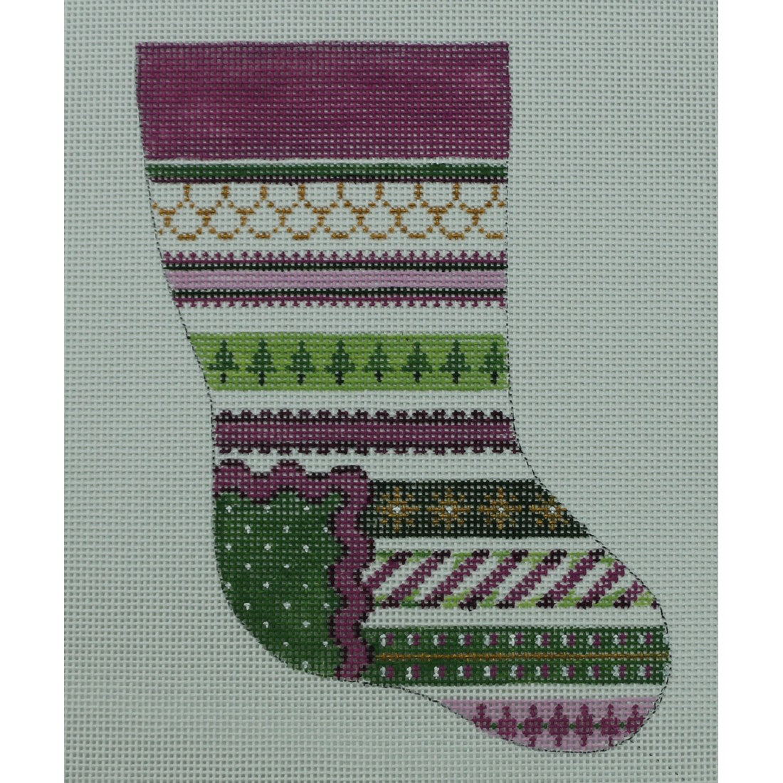 Pink & Green Striped Mini Sock