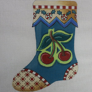 Teal/Cream Stocking w/ Cherry