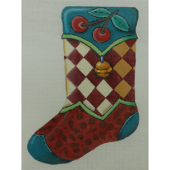 Teal/Red Stocking w/ Cherries