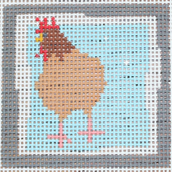 Hen Blue Background